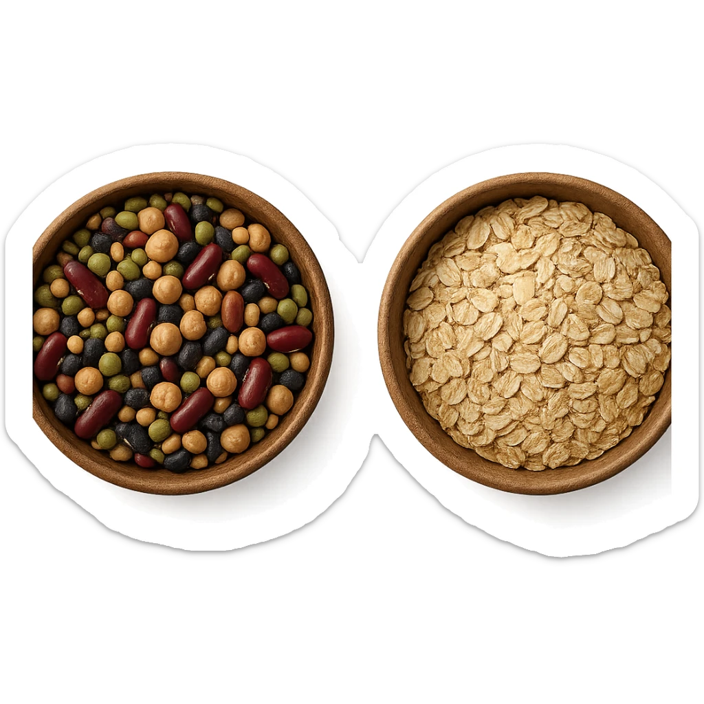 BOWL DI LEGUMI INSIEME A BOWL DI FIOCCHI DI AVENA,  iperrealistico 4k sticker