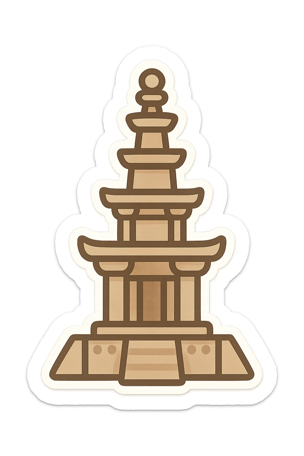 simplified front view emoji of Dabotap pagoda, stacked tiers and square base, slightly visible delicate decorations, minimal and cute style sticker