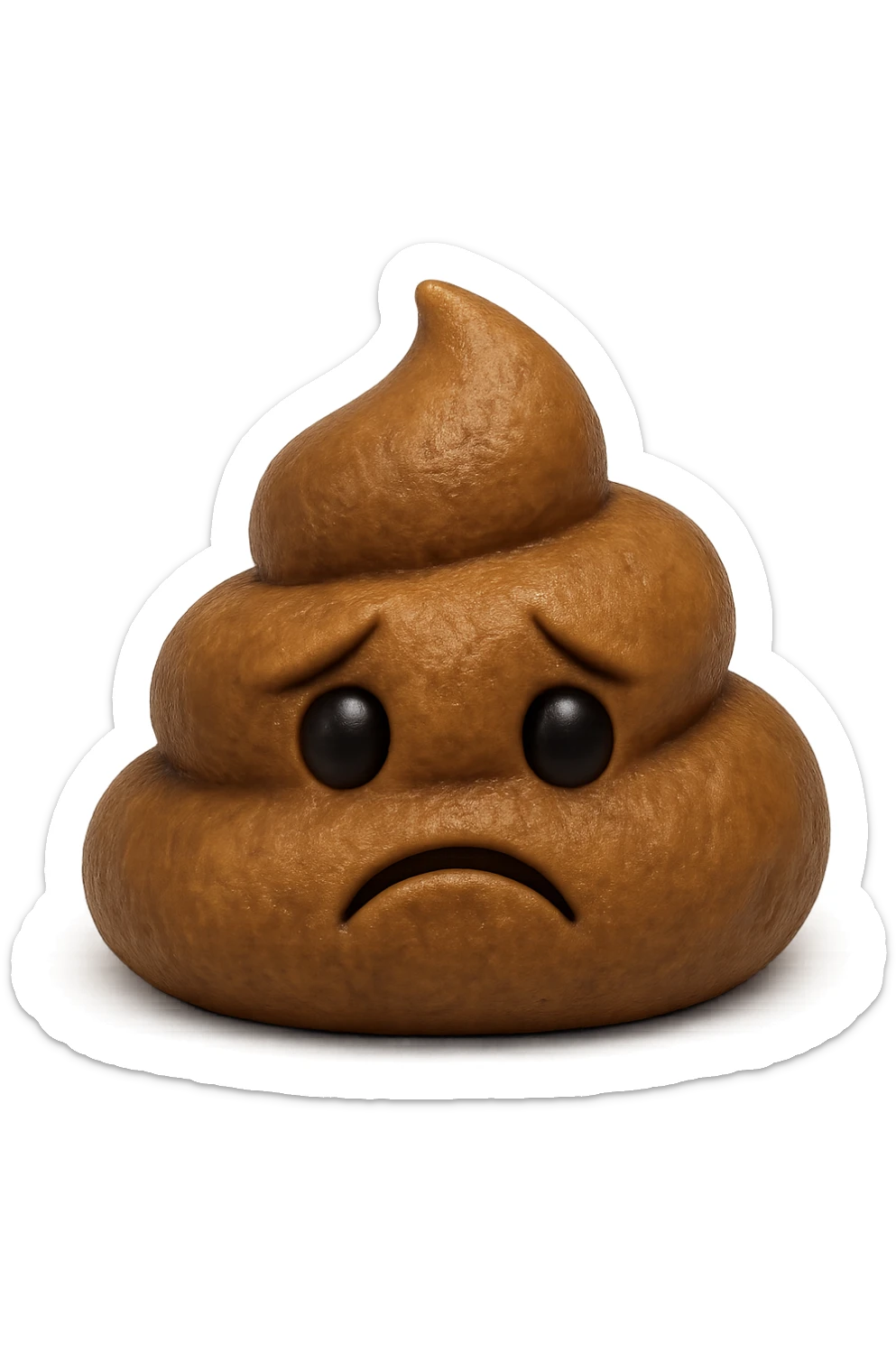 EMOJI STILE IPHONE 3D DI UNA MONTAGNETTA DI FECI A PALLINE CON ESPRESSIONE TRISTE, IPERREALISTICO 4K sticker