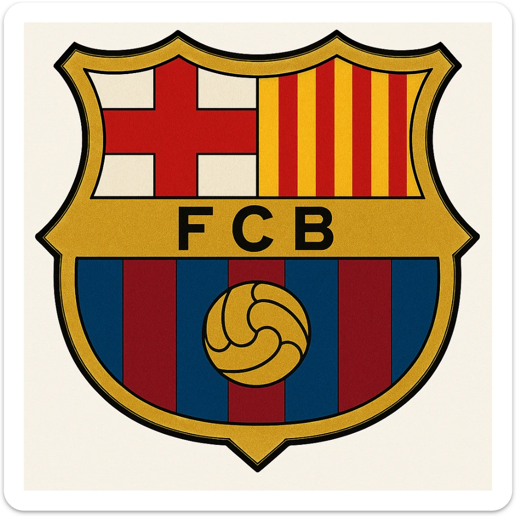 Refine the Barcelona FC shield in classic style with more detailed outlines and vibrant colors sticker