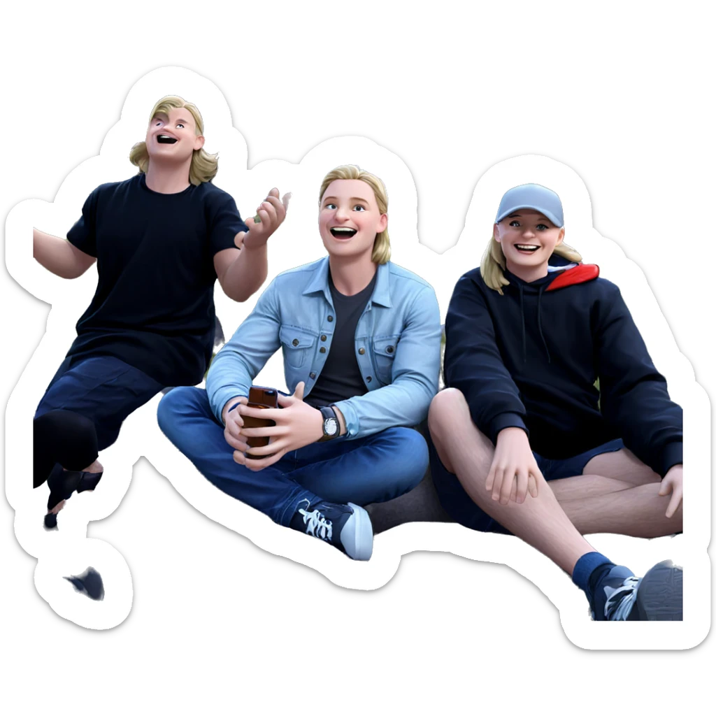 boys enjoying outdoor moments sticker