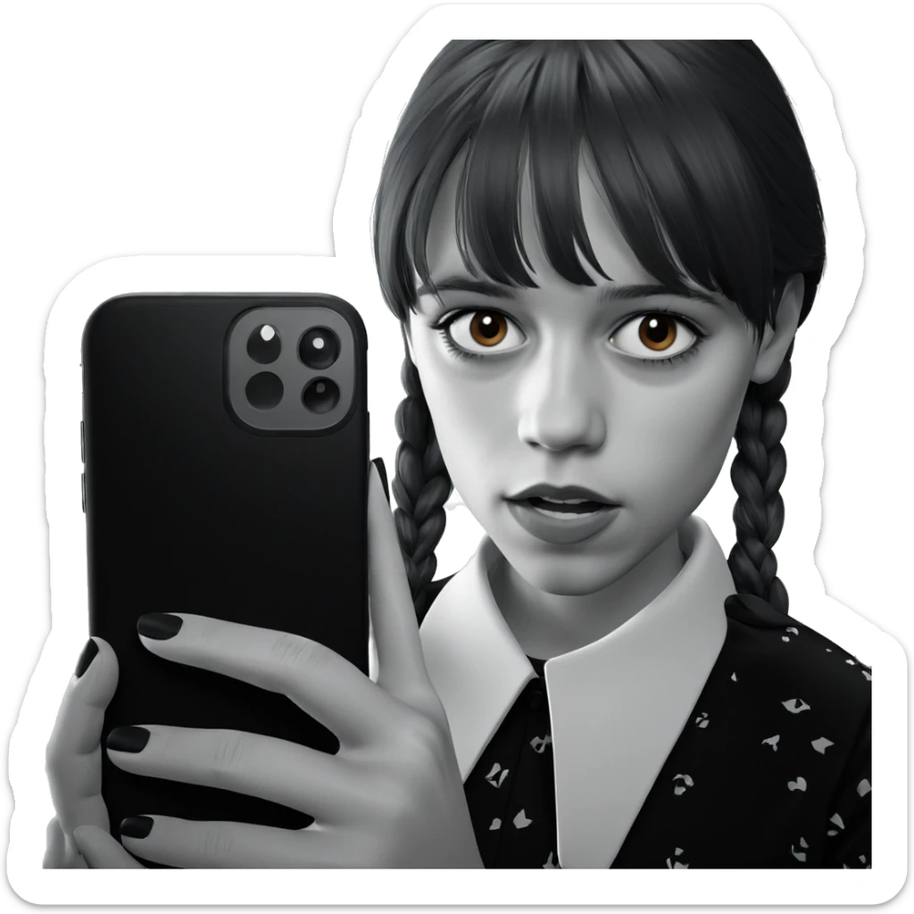 girl with phone in hand sticker