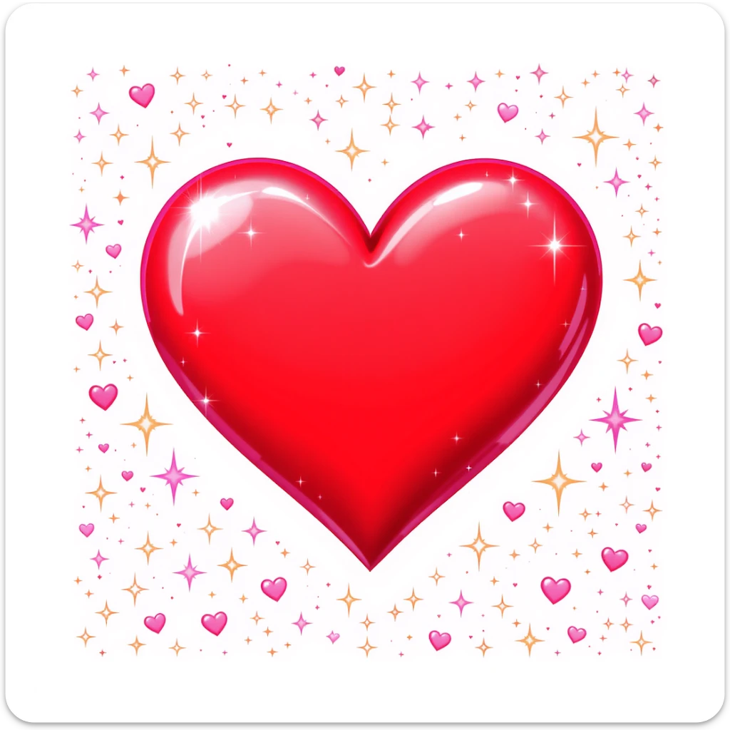 heart emoji, cute and shiny, with sparkles, no background sticker