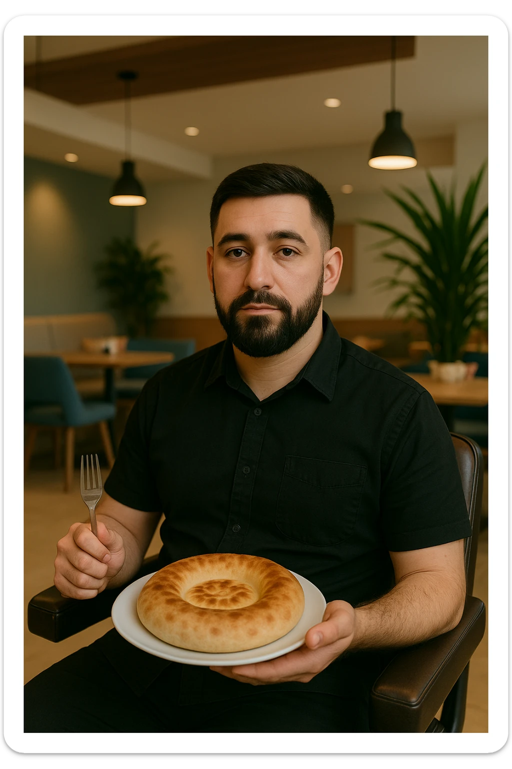 birinchidagi odamni yuziga 2 rasmdagi odamga uxshatib chizib bergin xuddu shunday non yen utirganini sticker