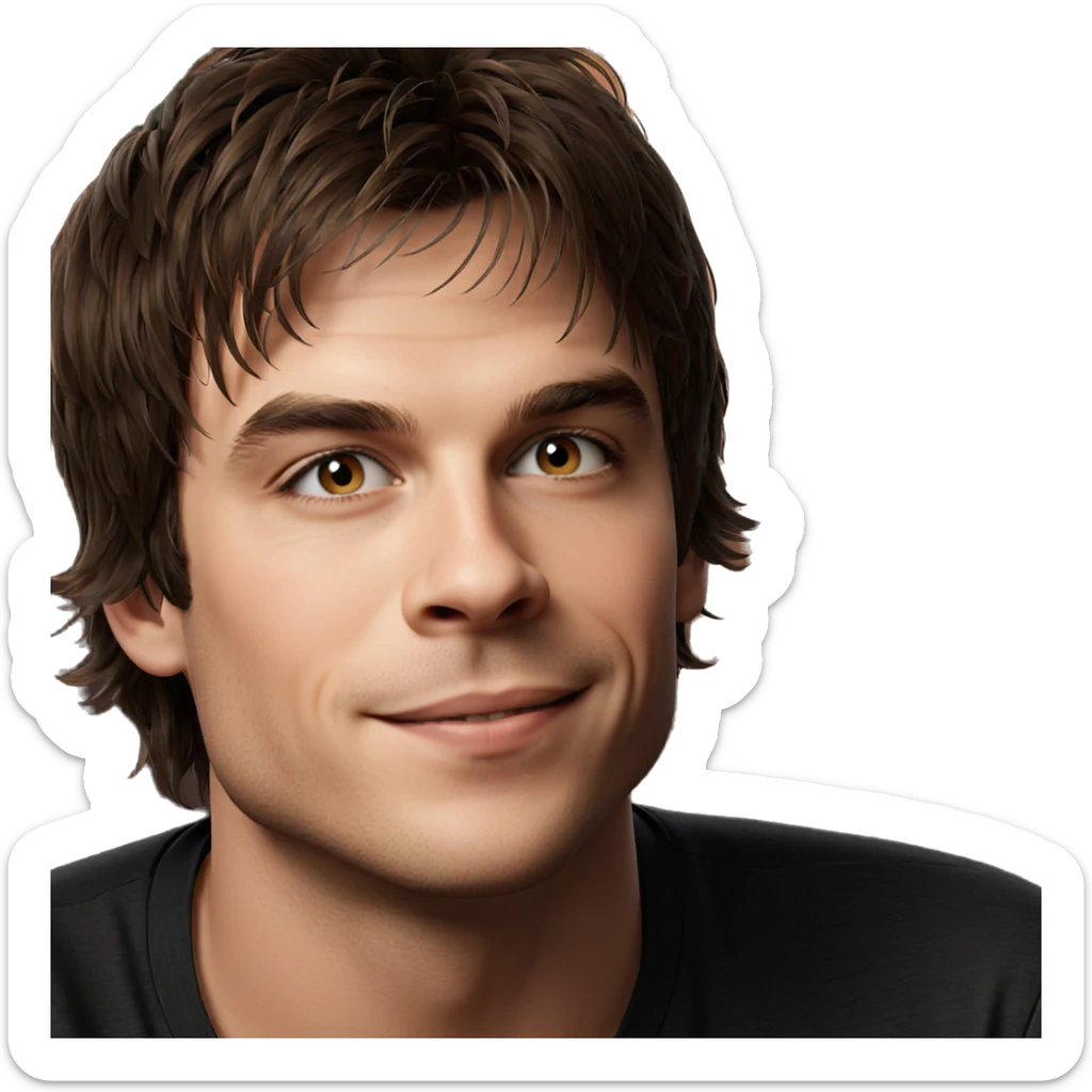 smiling boy portrait with brown hair sticker