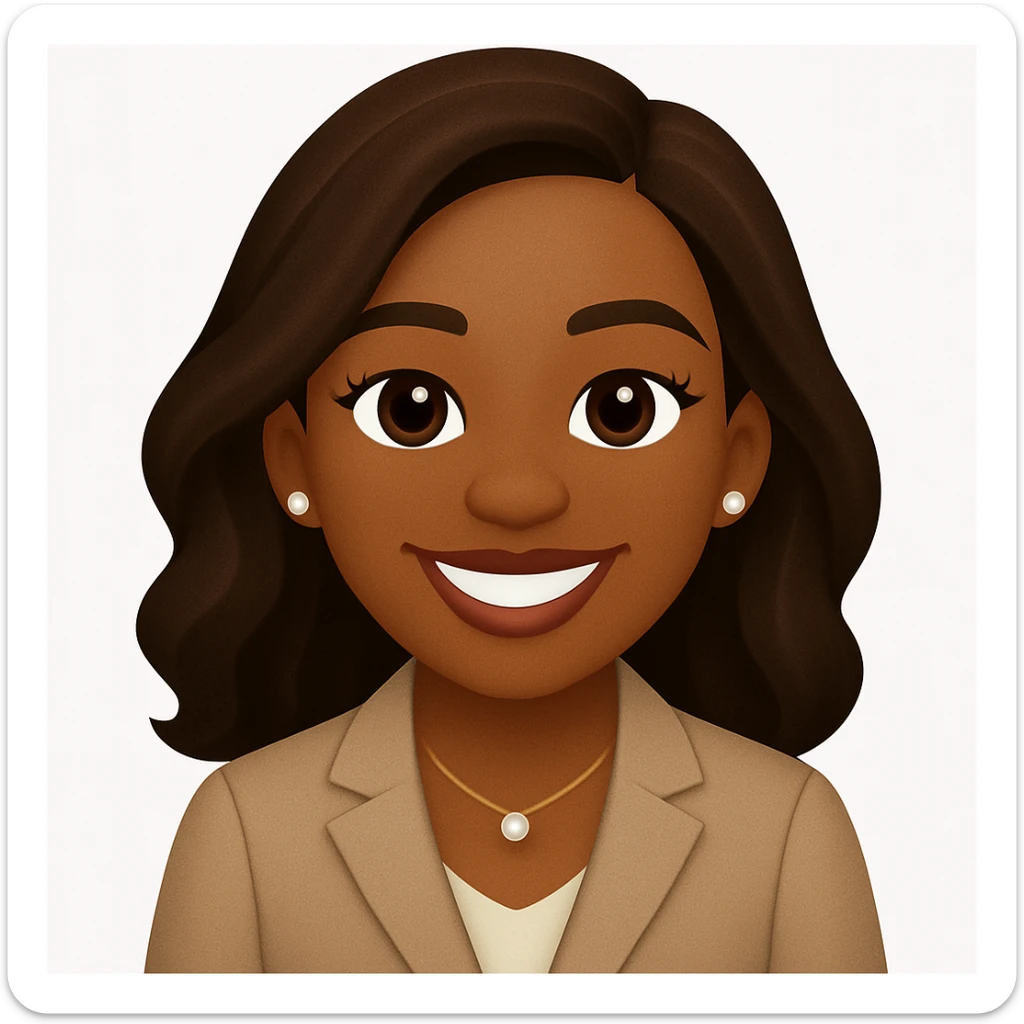turn the second man in emoji style of the 1st image, match the facial features and match dressing style of the 2nd image, she is wearing suit sticker