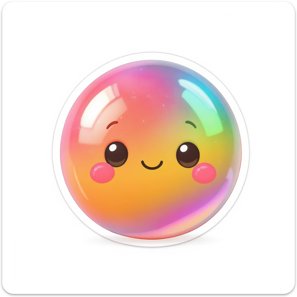 cute and shiny object with a gradient effect, no background sticker