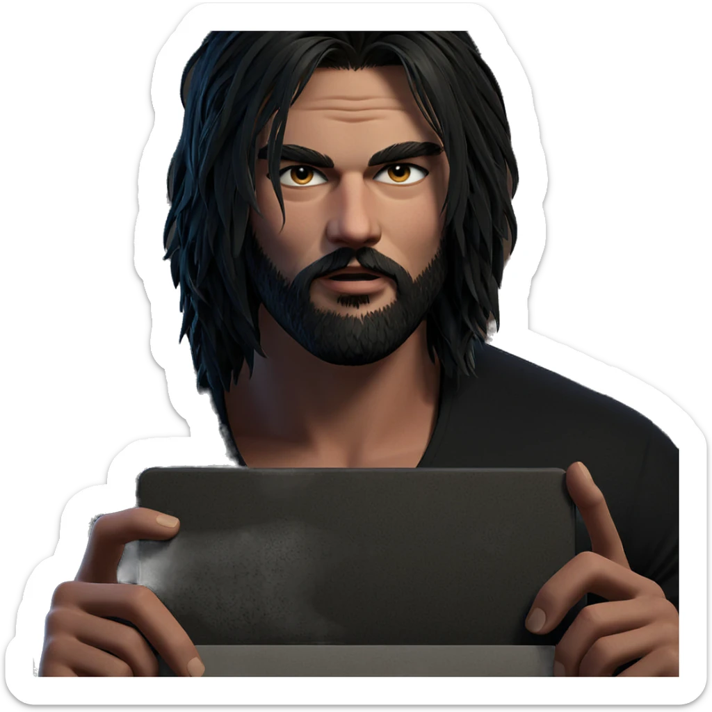 mysterious boy with beard sticker