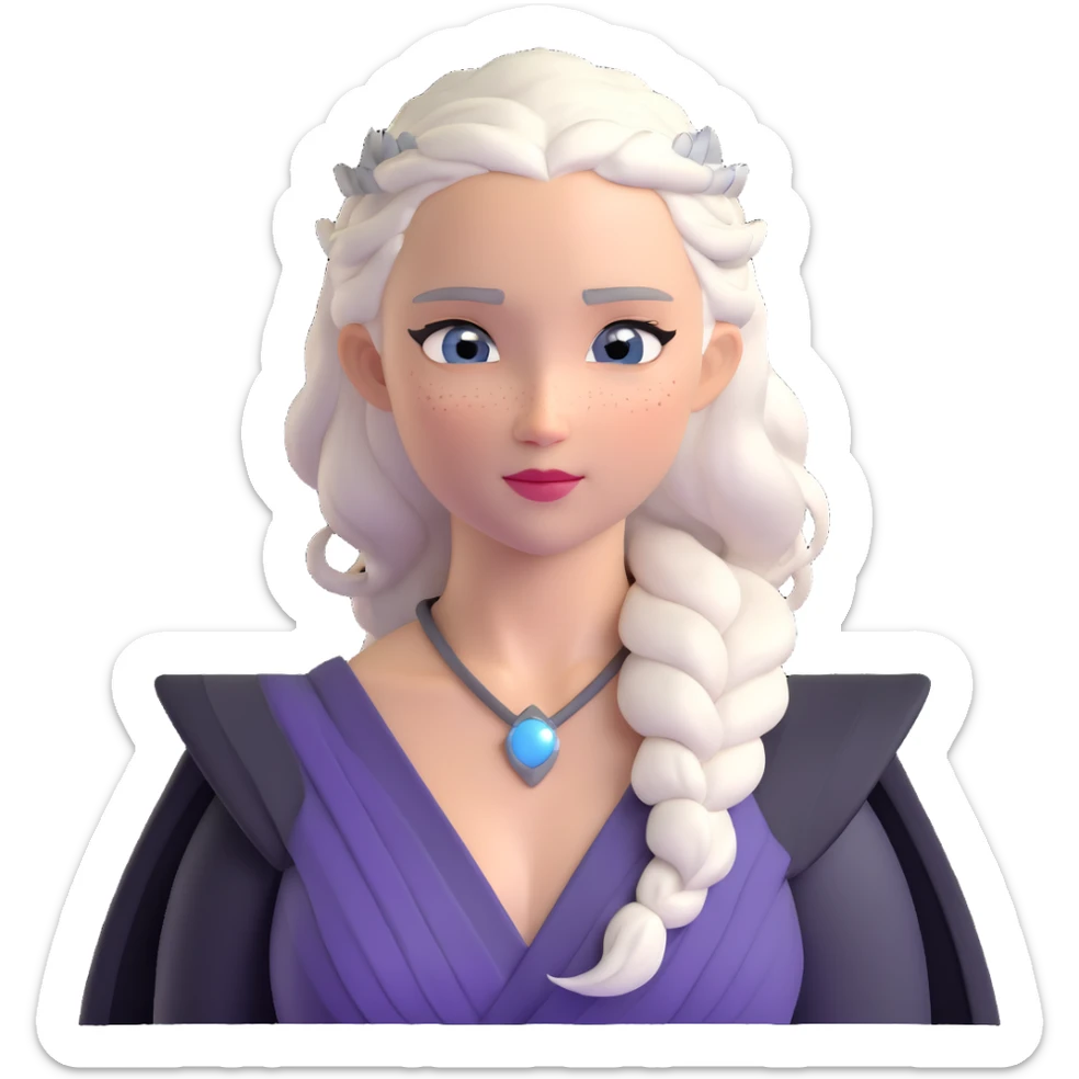 Mother of Dragons Daenerys Targaryen with silver hair, upper body sticker
