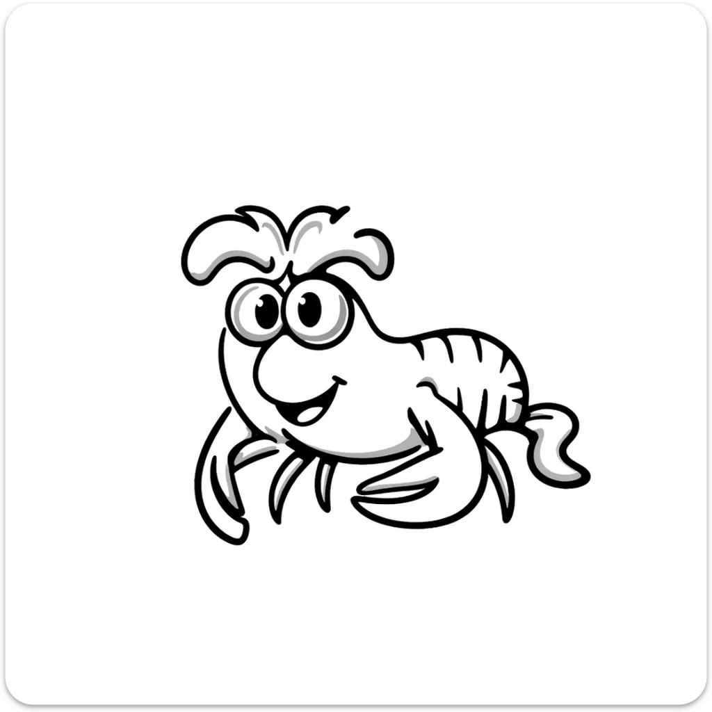 senior lobster with white hair and glasses, elderly lobster character with white eyebrows and whiskers, wearing round glasses sticker