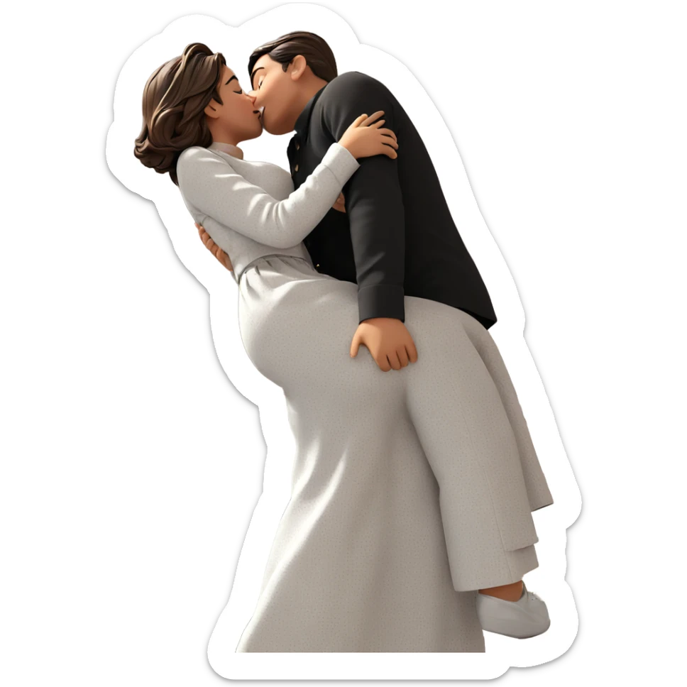 couple sharing a romantic kiss sticker