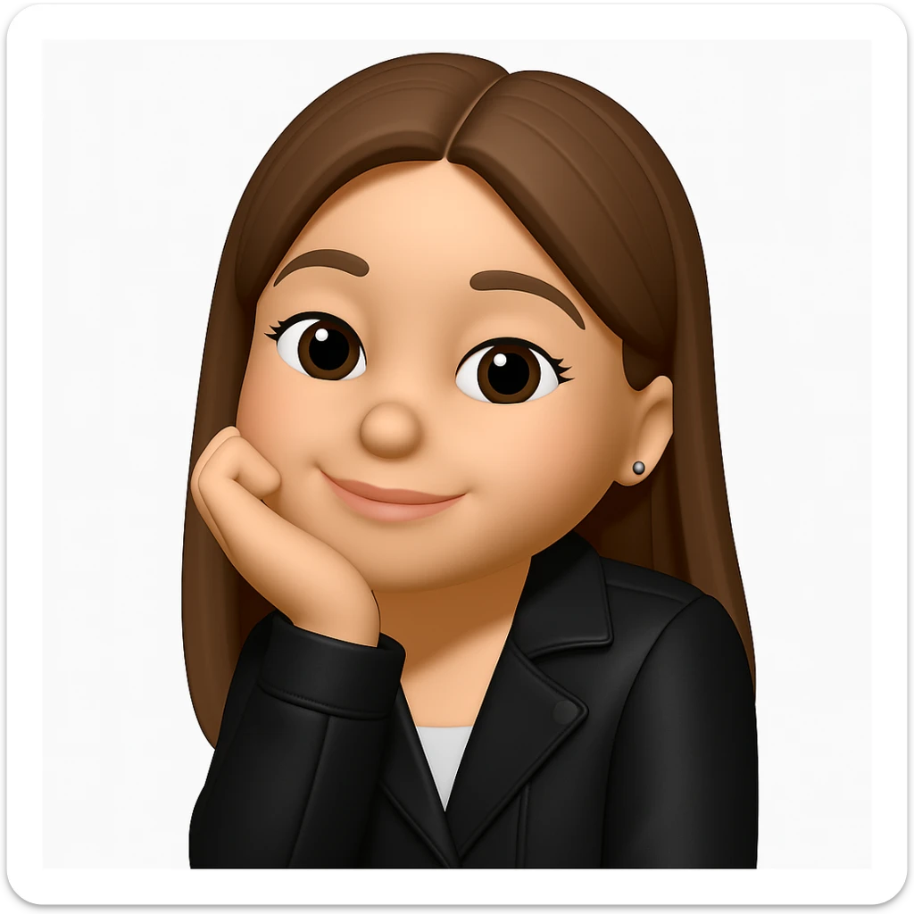 Convert this photo to a 3D emoji in Apple style, keeping the likeness and expression of the original person. The style should resemble Apple's 3D emoji style with smooth, rounded features and vibrant colors, capturing the facial expression and details faithfully. sticker