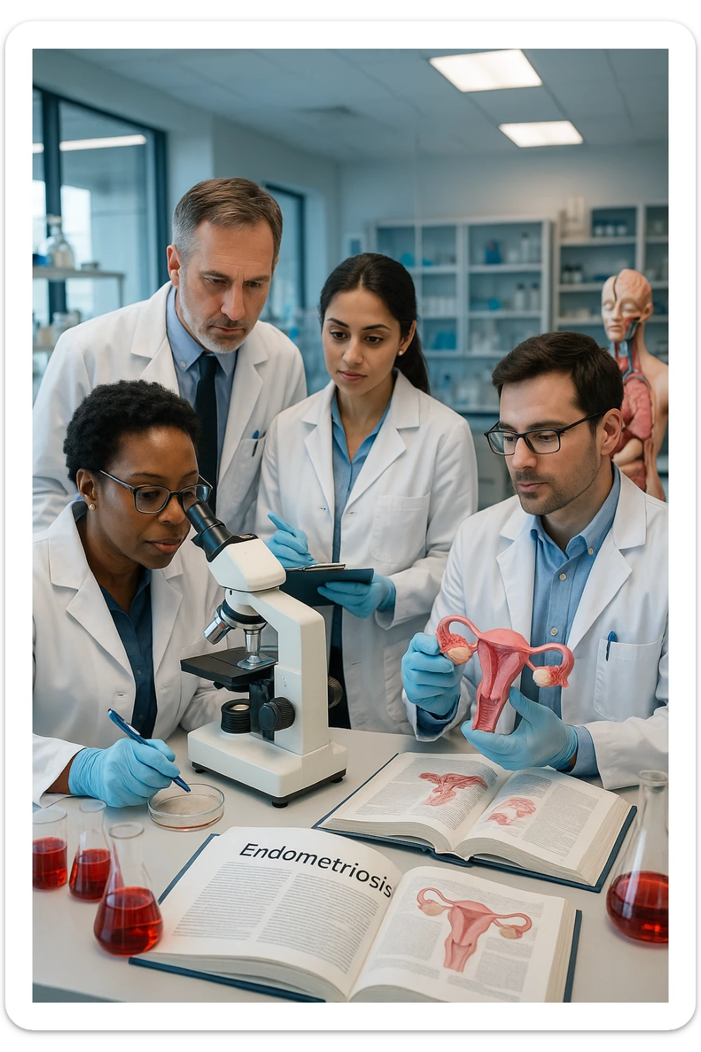 Scienziati americani che studiano l'endometriosi in italiano sticker