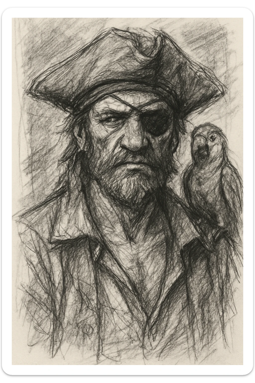 pirate with eye patch and parrot sticker