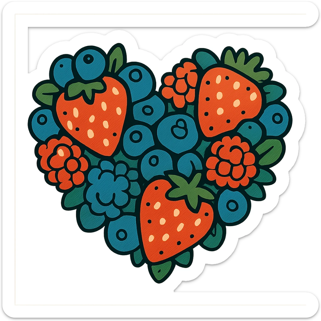 heart shape made out of berries sticker