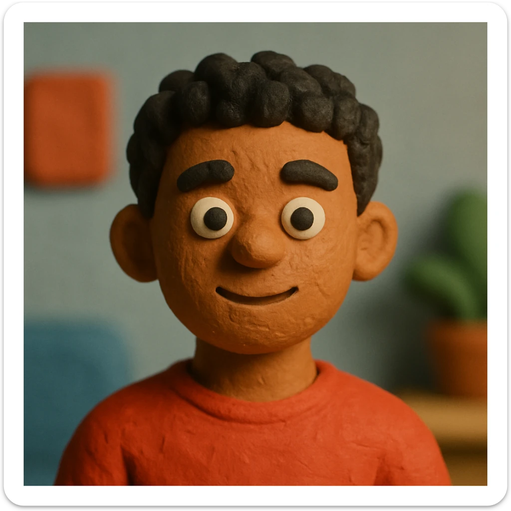 character emoji with tan skin and short black curly hair sticker