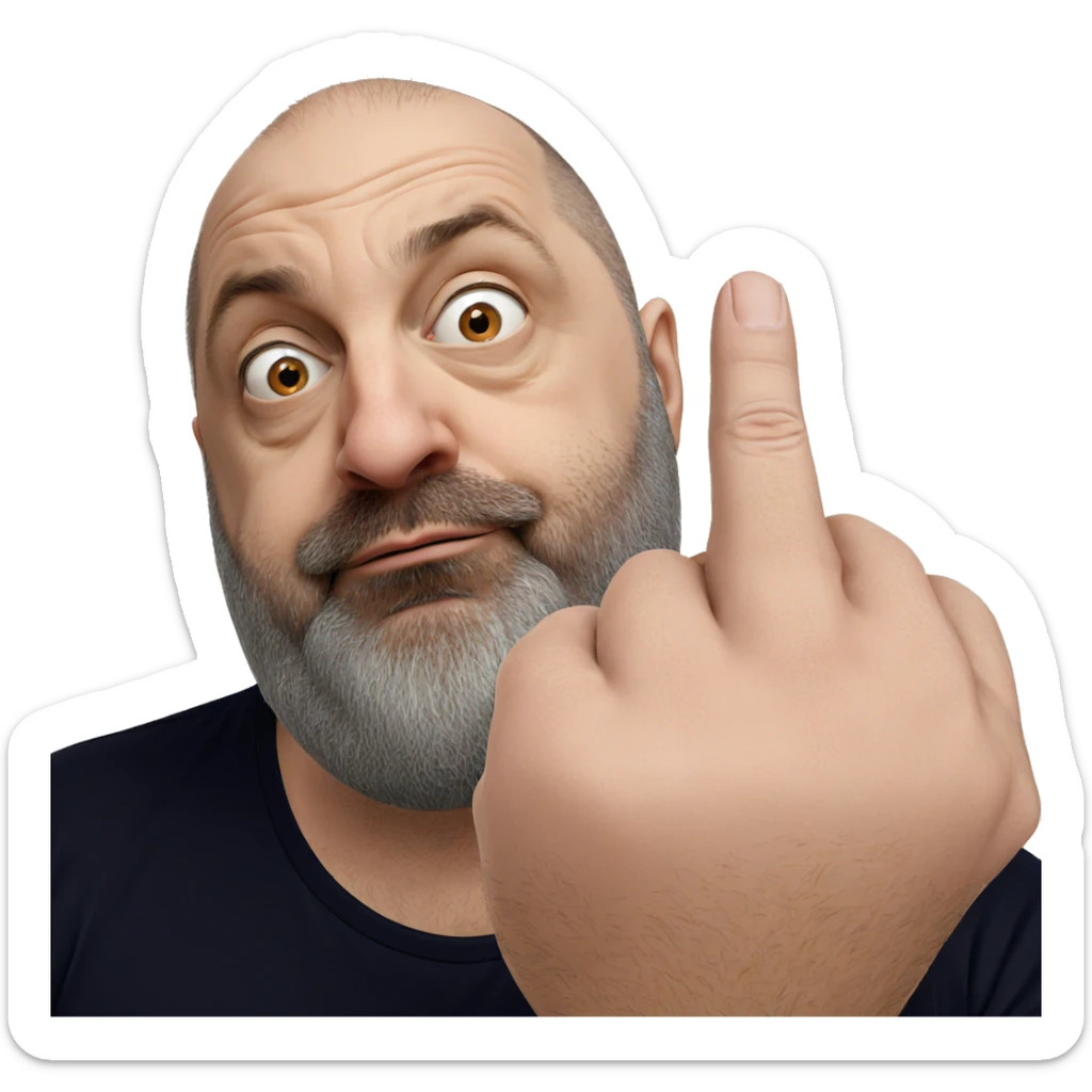 bald man with beard portrait sticker