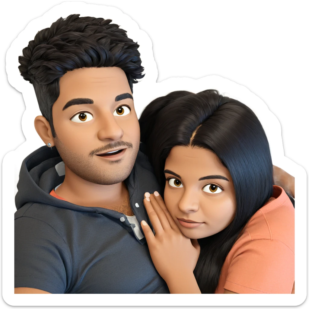 couple lounging on a pillow sticker