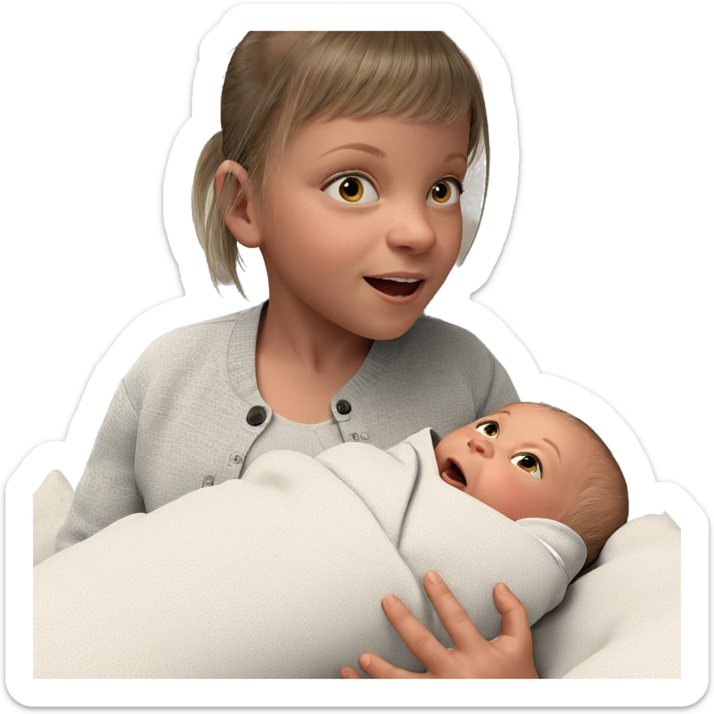 realistic portrait of baby girl sticker