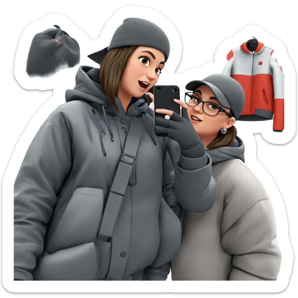 girls in trendy winter outfits sticker