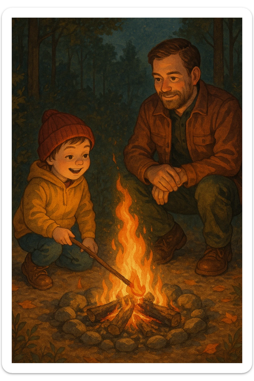 a child playing with fire sticker