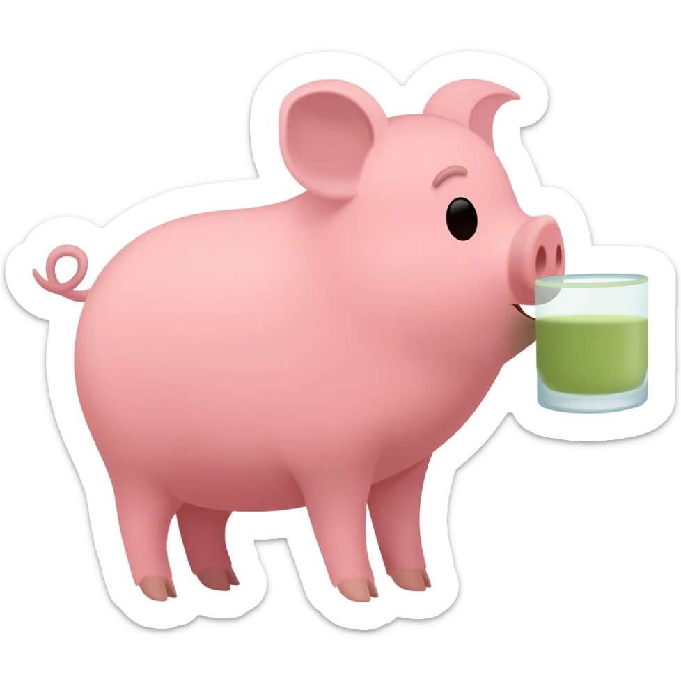 pig drinking matcha sticker