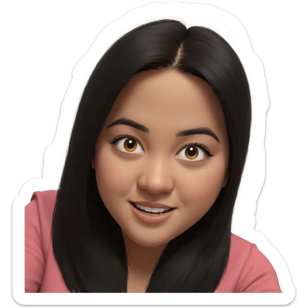 smiling girl with black hair sticker