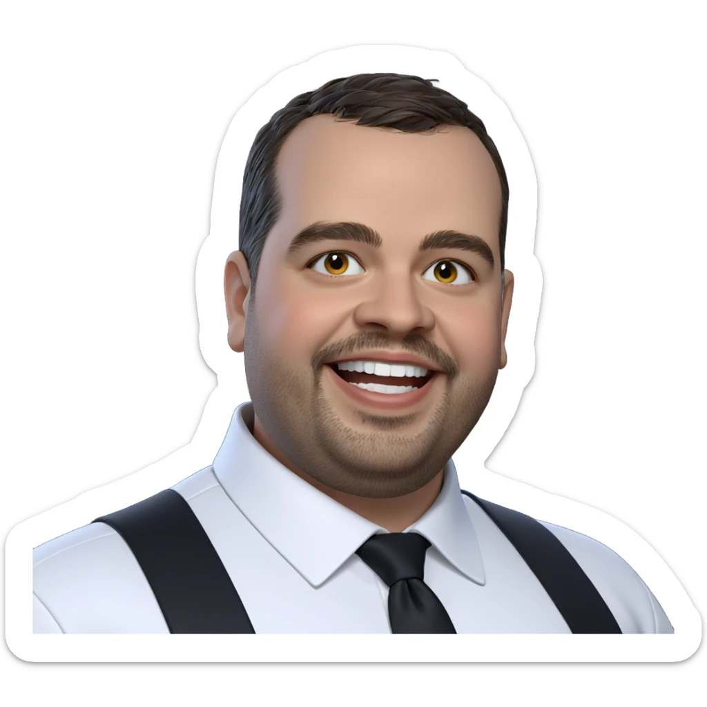 smiling boy in white shirt sticker