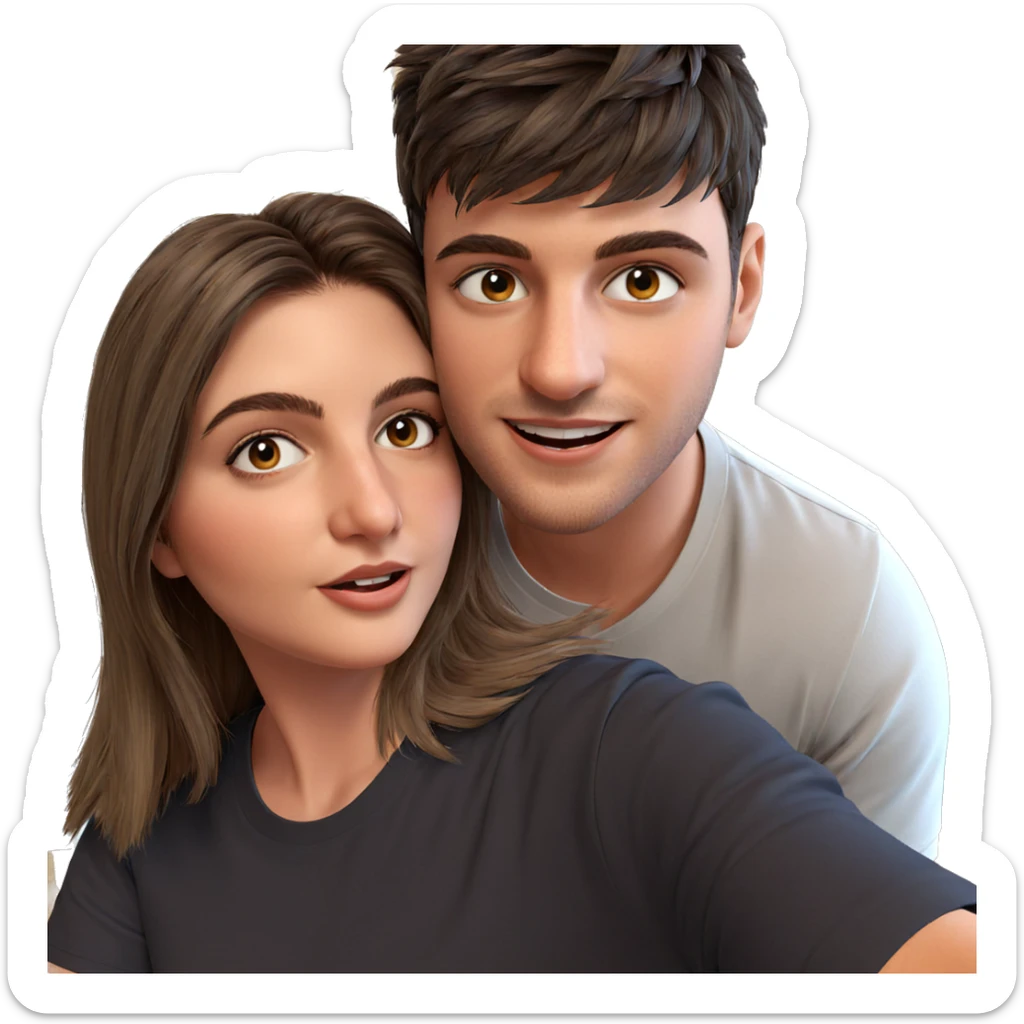 playful selfie with friends sticker