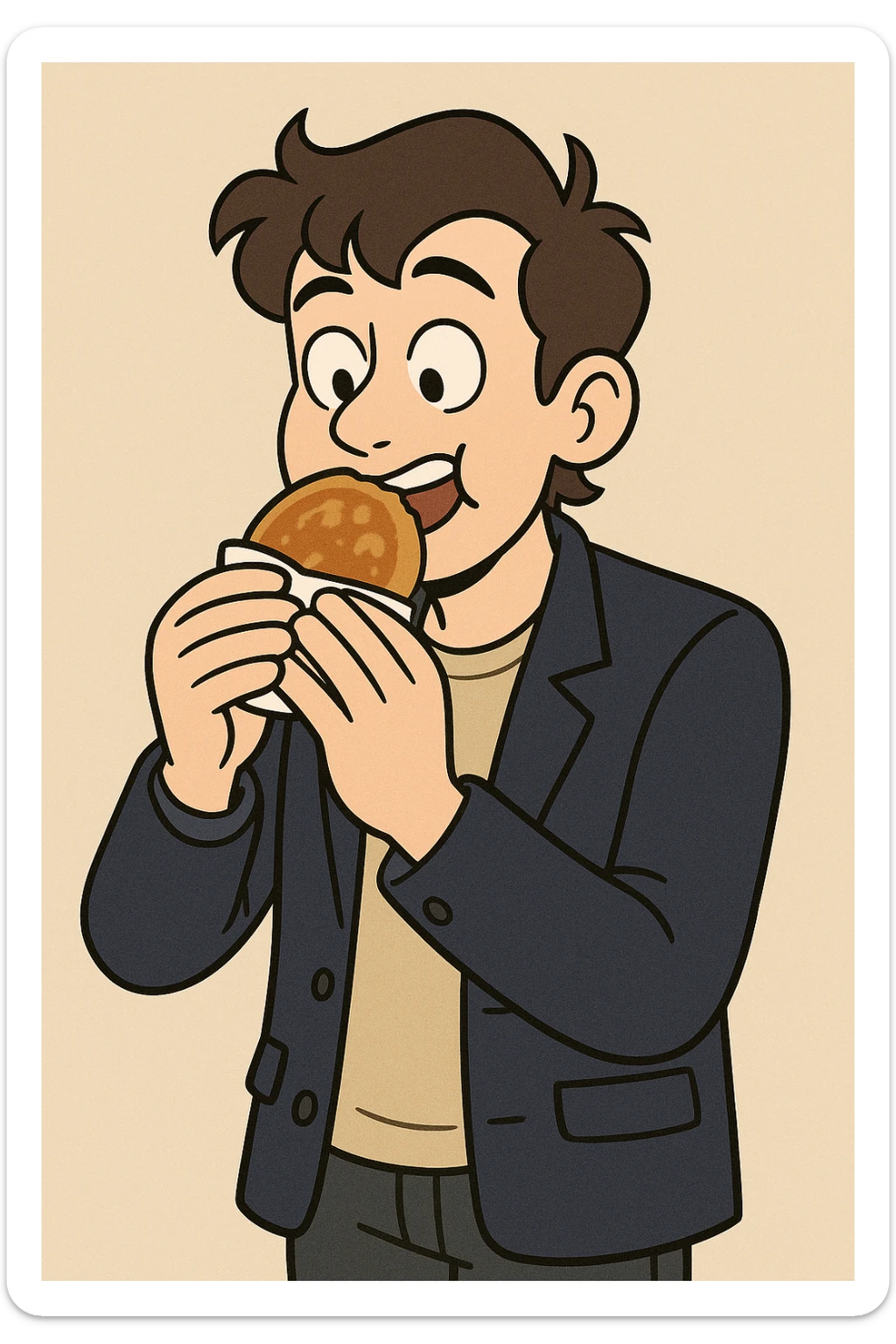 Hotteok a boy navy blue men's blazer jackets he's eating Hotteok sticker