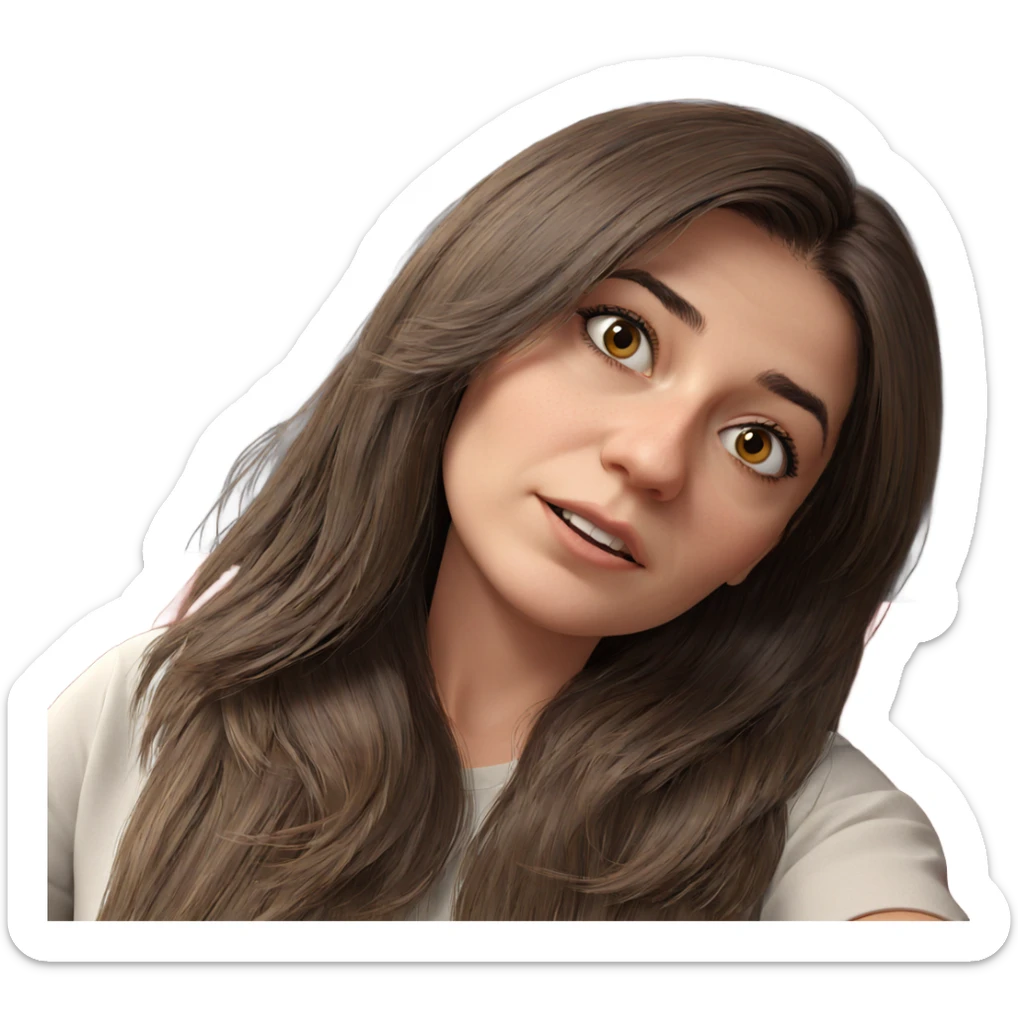 realistic girl with brown hair sticker