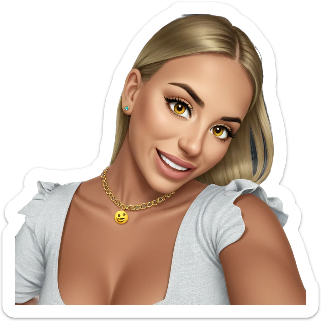 blonde girl smiling with necklace sticker