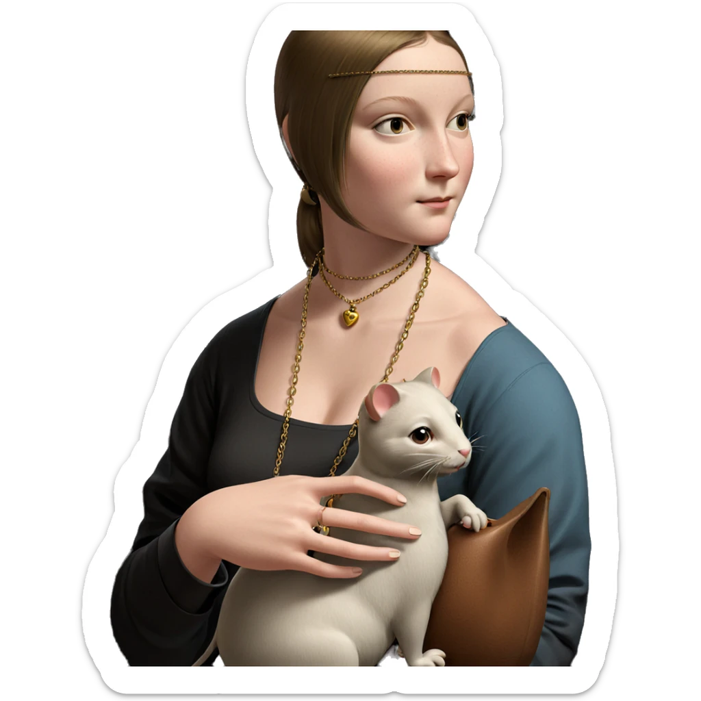 girl holding mouse and necklace sticker
