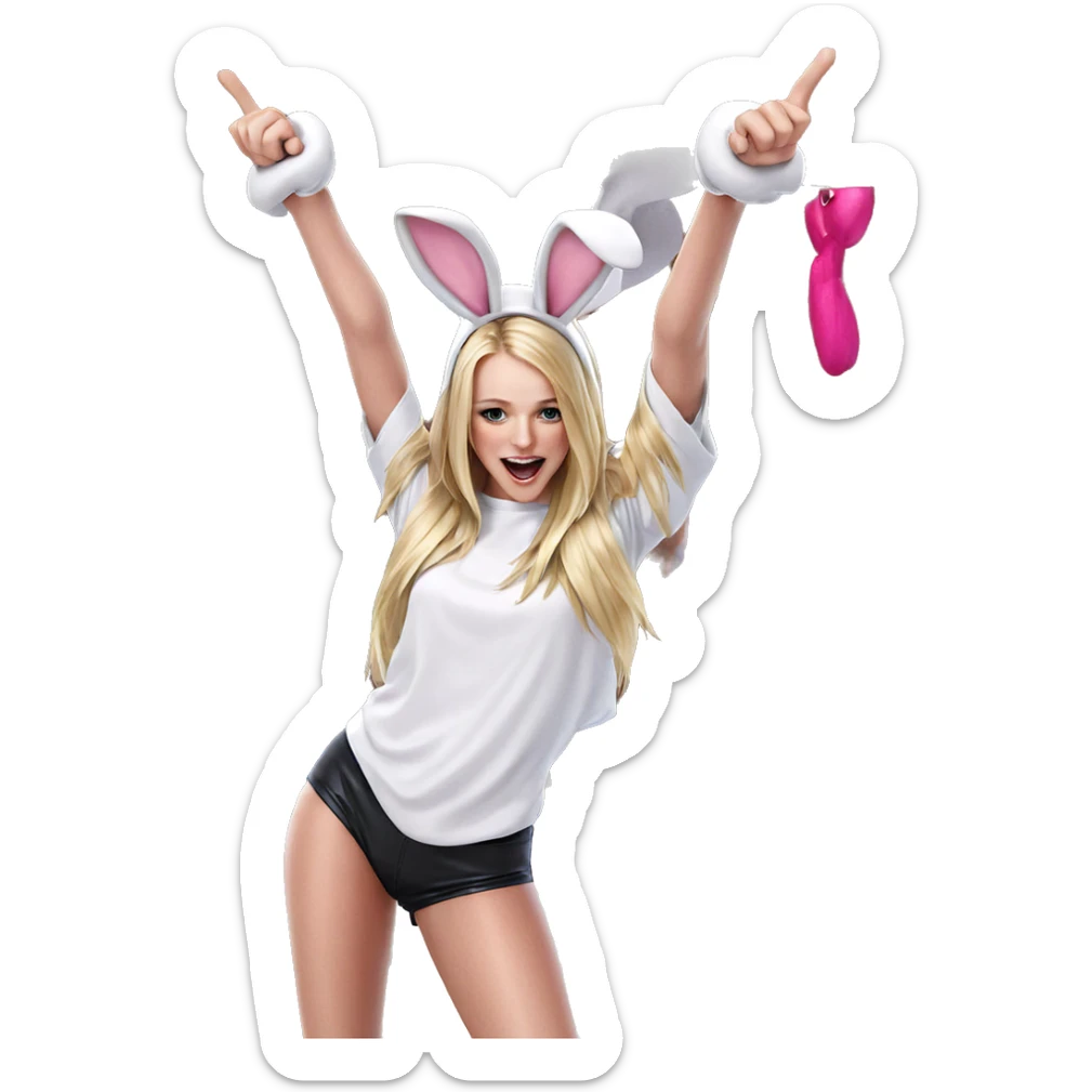 blonde boy with rabbit ears sticker