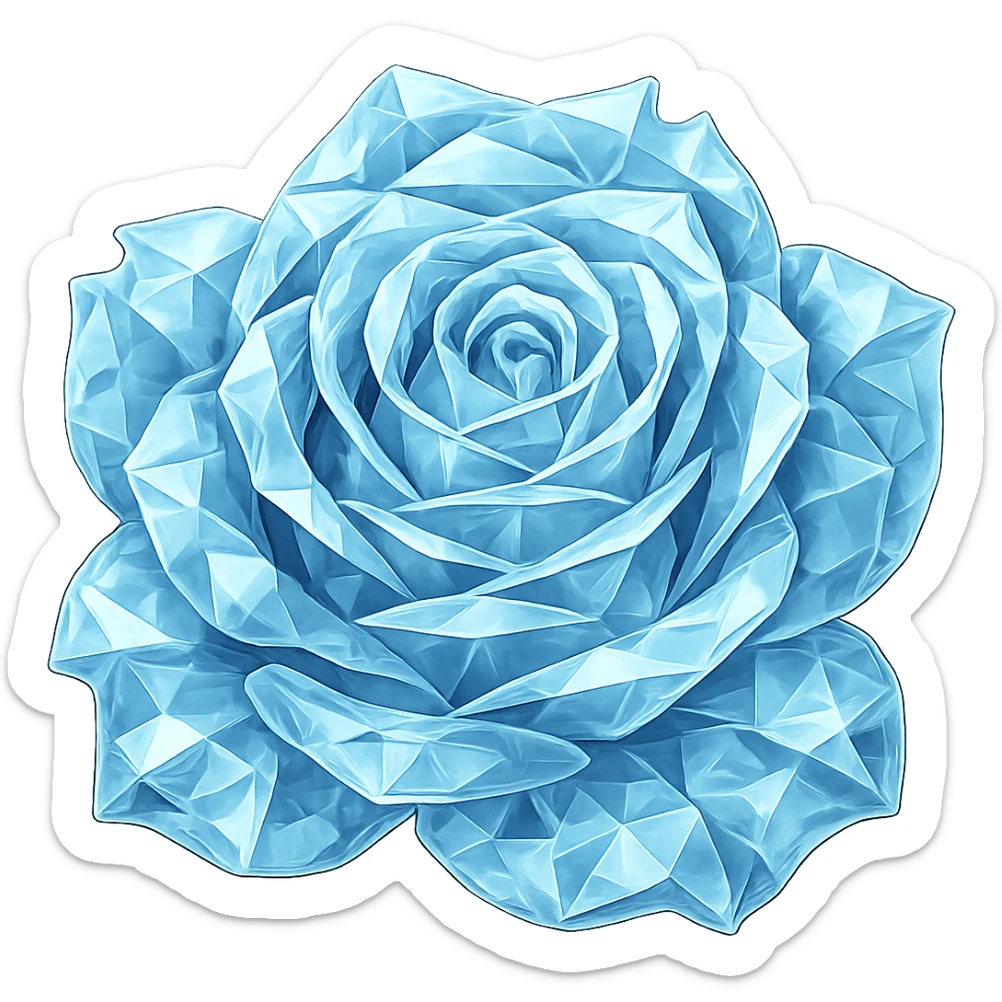 Make the frozen rose look like crystal, keeping the emoji style appearance. The image should have no background and maintain the original emoji style look. sticker