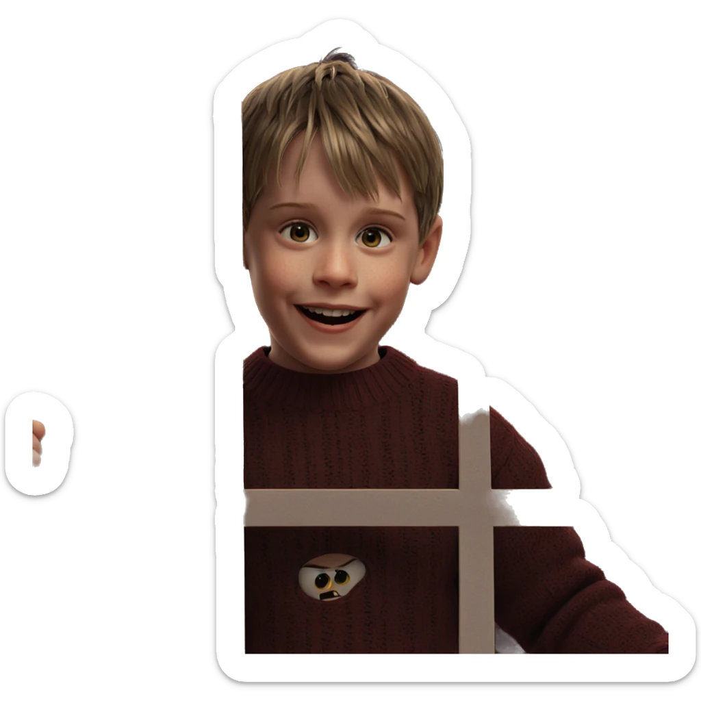 smiling boy in horror sweater sticker