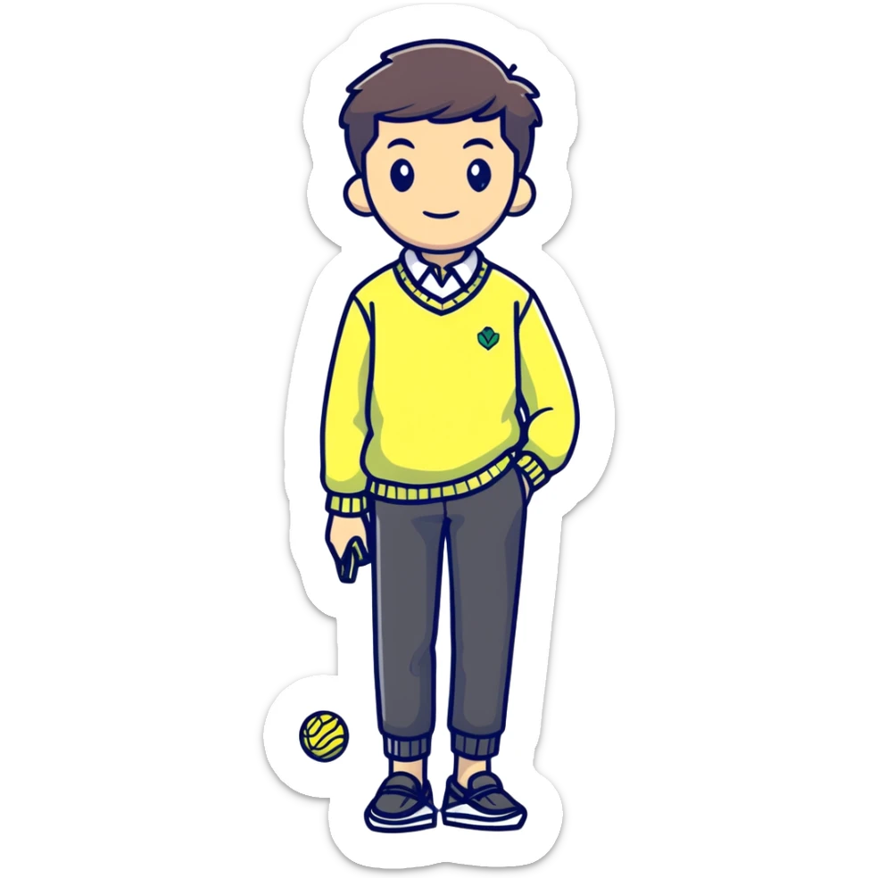 2025 neo-preppy outfit with tech-enhanced boat shoes and sustainable tennis sweater sticker