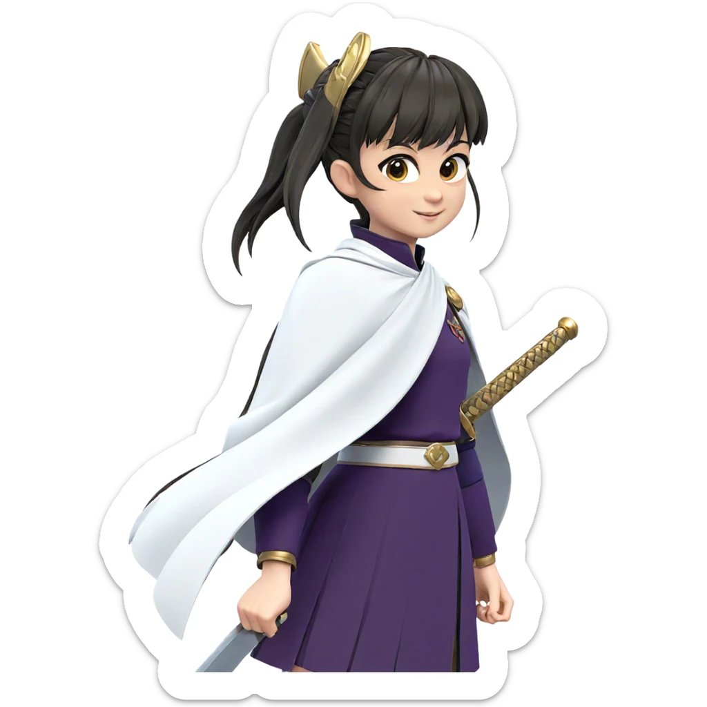 smiling girl with sword sticker
