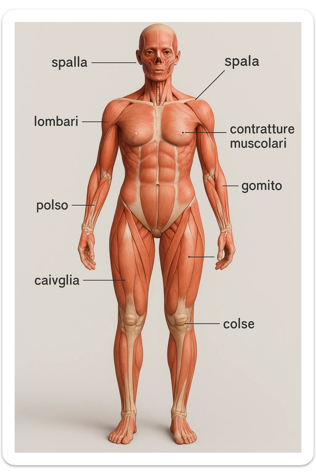 donna con infortuni e contratture frequenti in 3D immagine medica in italiano  sticker