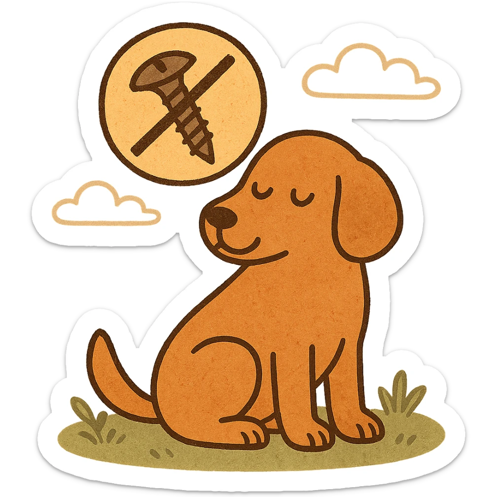 dog with a crossed-out screw symbol, literal interpretation of 'Don't screw the pooch' sticker