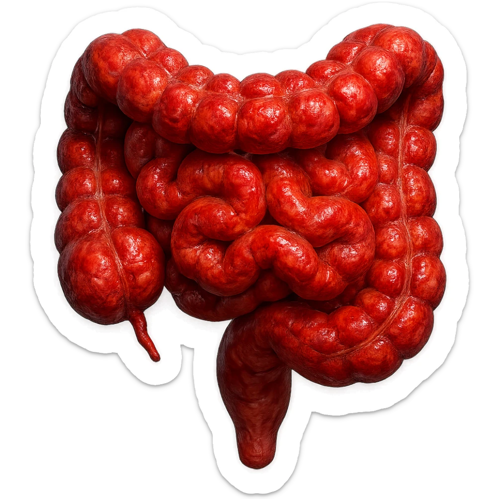 intestino umano anatomico realistico infiammato iperrealistico 4k sticker
