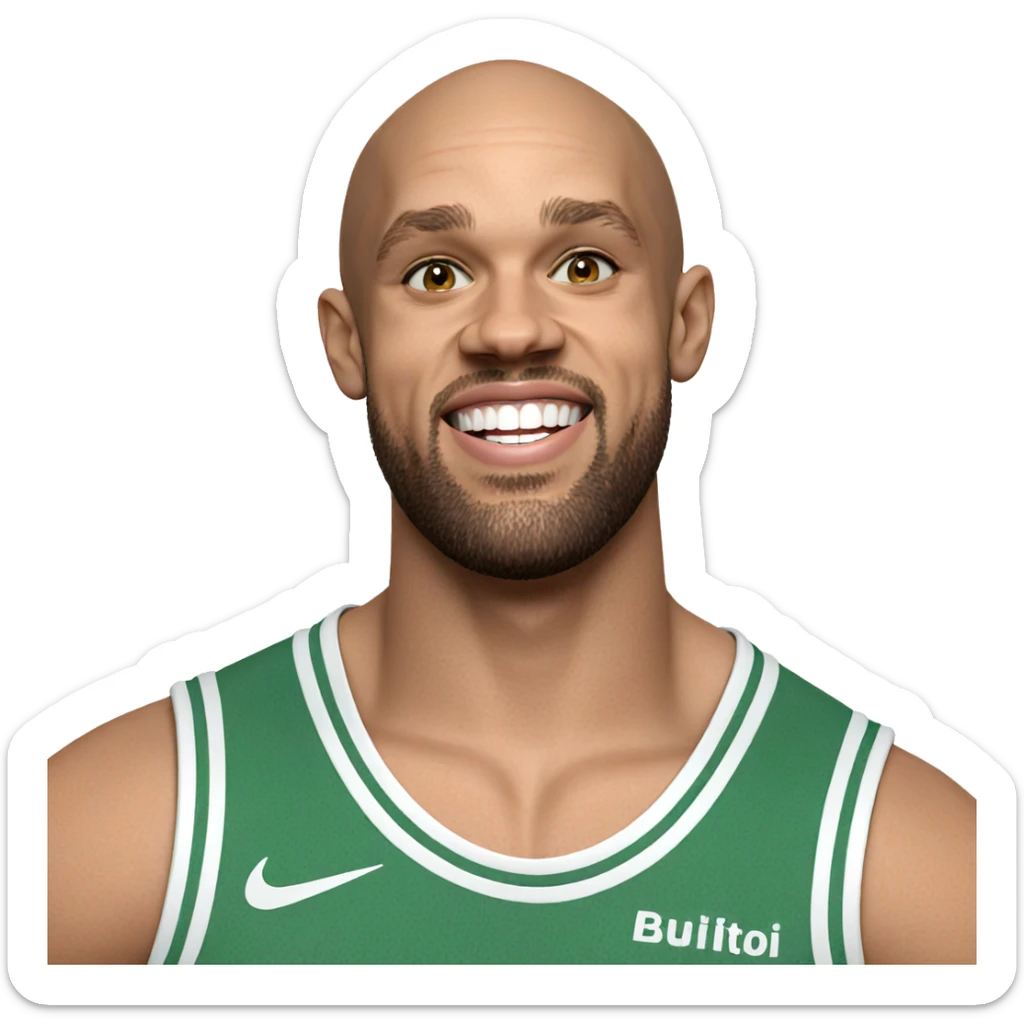 smiling bald man on white sticker