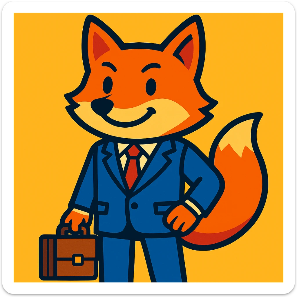 Add a briefcase to the fox in a business suit, keep the vibrant toon style. sticker