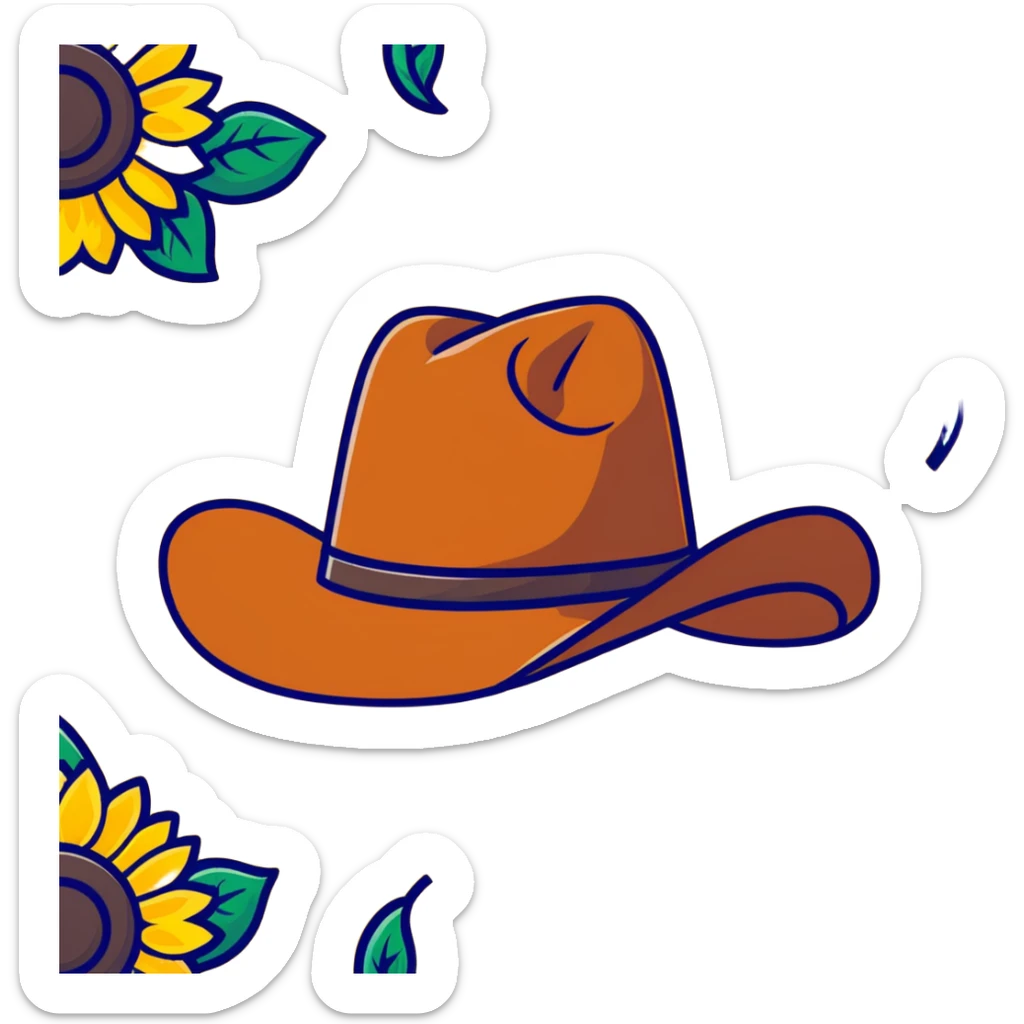 Cowgirl hat with sunflowers, western style hat with yellow flowers sticker