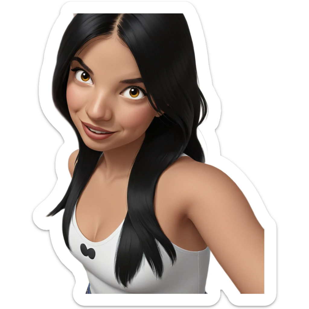 smiling girl with black hair sticker