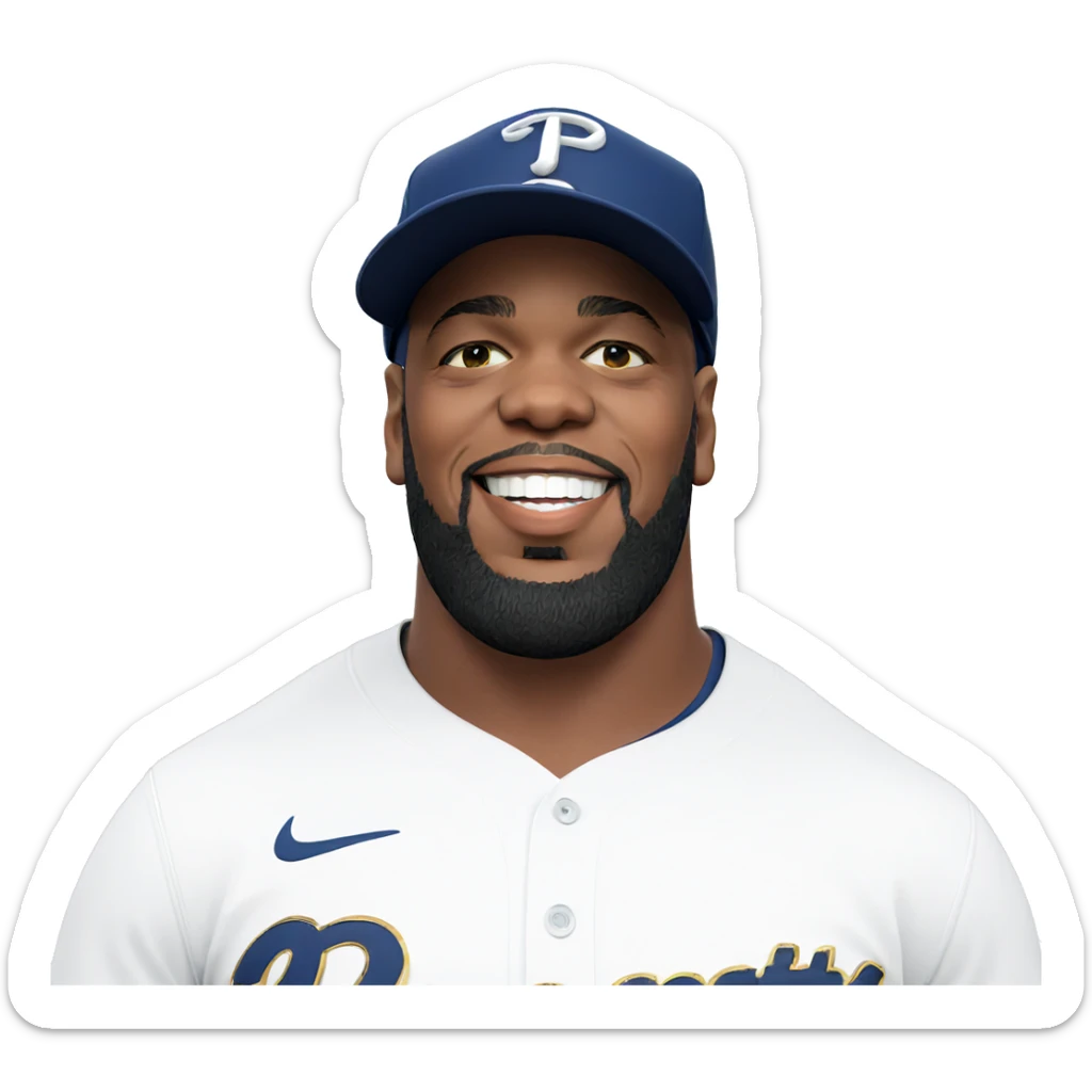 smiling boy in baseball cap sticker