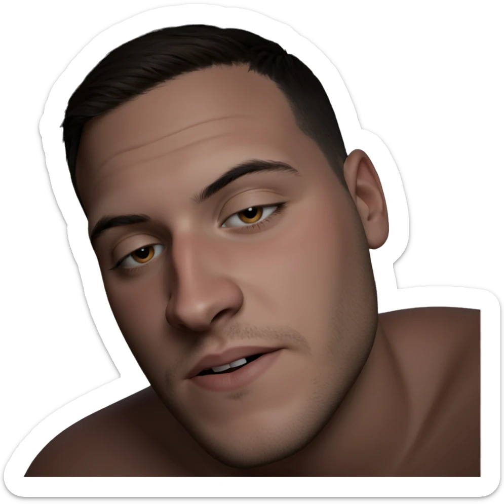 serene portrait of a boy sticker