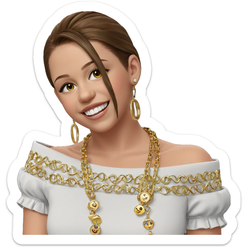 smiling girl with jewelry sticker