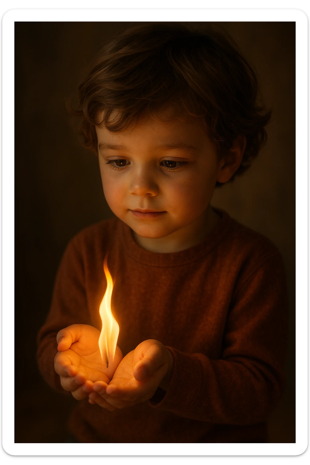 a child with a fire sticker