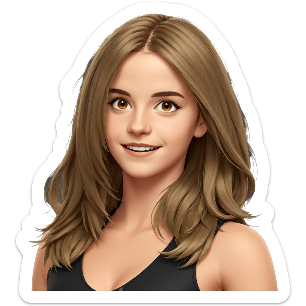 smiling girl with long hair sticker